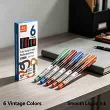 6/12pcs Colorful Liquid Ink Rollerball Pens, 6 Colors (3 Styles) Or 12 Colors Mixed. 0.5mm Needle Tip, Quick-Dry, Smooth Writing For School, Office, And Journaling. - Multi-color - View 5