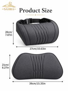 SAHRA 1pc Luxury Nappa Leather Car Neck Pillow, Breathable Perforated Design With Exquisite Embroidery, Built-In Memory Foam Ergonomic Support, All-Season Car Interior Accessory, Suitable For Most Car Models For Long-Distance Driving - A - View 4