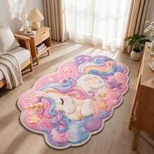 1pc, Washable Non-Slip Unicorn Rainbow Shaped Velvet Rug, Non-Slip Bottom With Soft Touch Surface, Suitable For Bedside Mat, Entrance Mat, Living Room, Bedroom, Bathroom, Kitchen, Machine Washable, Durable And Easy To Clean, Modern Home Decor, Bedroom Bathroom Decor Rug, Christmas Decoration, Housewarming Gift, Christmas Gift, Moving Gift And Other Occasions, Rugs, Carpet, Christmas Rug, Christmas Gift/Decor, Rugs Living Room, Bedroom Rug, Rug For Bedroom, Carpet For Bedroom, Washable Rug, - Multicolor - View 2