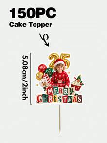 個性化聖誕照片蛋糕裝飾插牌，客製化臉部與年齡數字聖誕快樂杯子蛋糕插牌，金色數字聖誕蛋糕裝飾，客製化照片杯子蛋糕插牌，聖誕派對用品，甜點桌裝飾 - 聖誕節款 - 查看 19