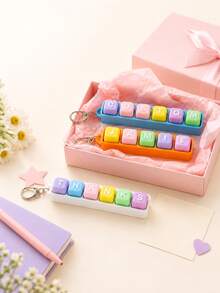 Customized Letter Keyboard Keychain, Personalized Name Bag Charm, Macaron Color Keychain, Gift, Back To School, Christmas, Halloween - Multicolor - View 2
