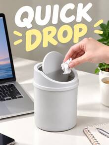 Mini Trash Can With Twist Lid Design To Prevent Odor Leakage Small Desktop Garbage Can For Women And Men Minimalist Style Dressing Table Trash Can Storing Fruit Peels And Paper Scraps Keep Desk Tidy Coffee Office Bathroom Home Decor Travel Essentials - A - View 5