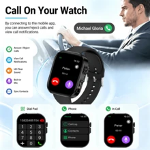 2.01-Inch HD Smartwatch (Call/Answer) Unisex, Wireless Calling And Multiple Sports Modes, Weather Forecast, AI Voice Control, Music Playback Control, Camera Control, Compatible With IOS And Android Phones. - View 4