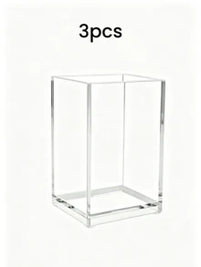 6/3/1pc Transparent Acrylic Pen Holder, Minimalist High-Value Office Desk Student Multi-Function Storage Box, Suitable For Storing Various Small Accessories, Student Stationery Pencil Case, Back To School Season Must-Have - Transparent - View 4