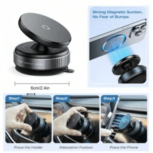 360° Adjustable Vacuum Magnetic Cell Phone Holder For Car/Gym/Mirror/Smooth Surface Hands-Free Suction Cup Cell Phone Holder, Compatible With All Smart Phones - 1pc - View 9
