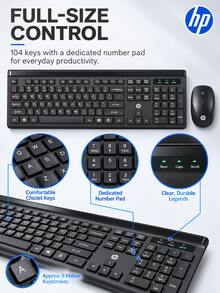 HP CS500 Wireless Keyboard And Mouse Combo, Slim, Auto Sleep, Compatible With Laptop And Desktop, Office And Home Use - View 3