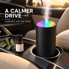 Mini USB Car Humidifier With 7 Color Crystal Night Light - Black + Top Volcanic Stone Design - View 10