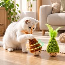 1PC Cat Self-Entertainment Wobble Toy, Cartoon Plush Feather Teaser, Swinging Rotating Interactive Boredom Relief Toy, Indoor Durable Intelligent Pet Cat Supplies - Multicolor - View 1