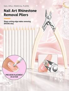 Upgraded Cream White Metal Heavy Duty Nail Rhinestone Remover, Diamond Decoration Scissor Rhinestone Remover, Diamond Decoration Scissor... With Card Packaging, Professional Salon Nail Tools - Multicolor - View 2