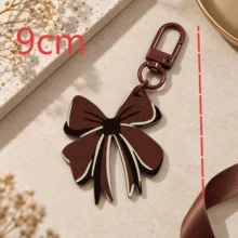 1pc/2pcs Women's Autumn/Winter Brown Tone Bow-Shaped Acrylic Pendant Personalized Bag Charm Accessory - Multicolor - View 4