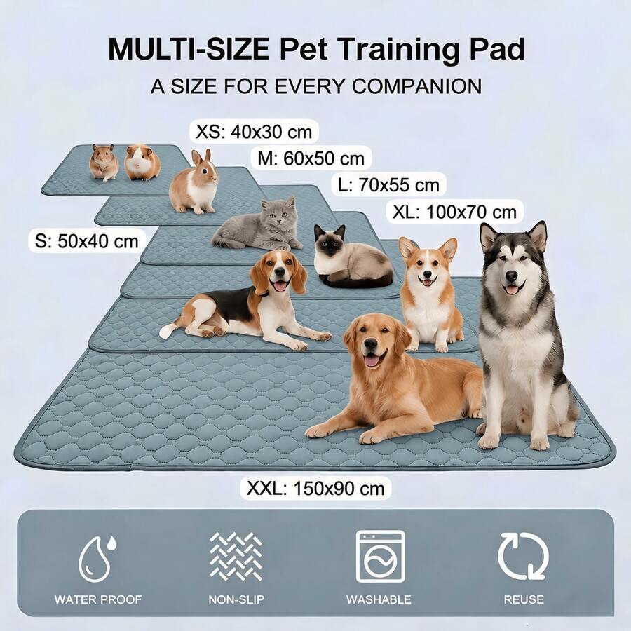 Multi-Size Washable Pet Pee Pads/Training Pads 30*20cm To 150*90cm, Reusable Absorbent Leak-Proof Non-Slip Training Pads, Suitable For Dogs, Cats, Rabbits, Hamsters - one-size - View 1