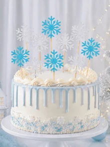 10pcs/20pcs TOODOO Christmas Cake Decoration Snowflake Cupcake Toppers Glitter Snowflake Cake Topper Picks For Christmas Birthday Party Baby Shower Wedding Decoration - A - View 3