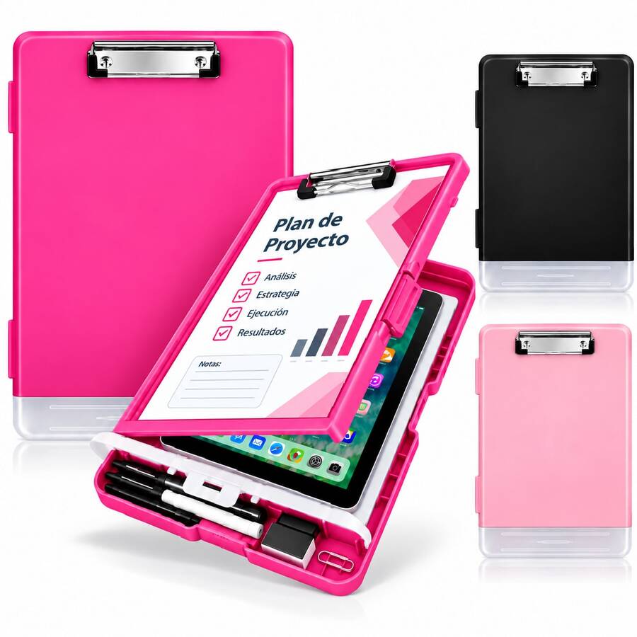 Vmingo A4 Clipboard Storage Clip Folder - Reddish Rose - View 1