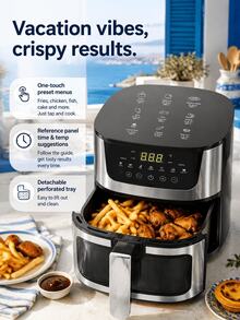 SMEG is gems 4.5L 氣炸鍋，1400W 附視窗，印有 9 種食物的時間與溫度指南，7 種烹飪預設與數位觸控控制 - 銀色 - 查看 1