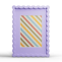 1pc Wavy Multicolor Photo Frame (Red, Yellow, Blue, Green, White, Black, Pink, Purple, Grass Green), Fashionable And Versatile Home And Office Decor - Suitable For Desktop And Wall Display, Perfect Housewarming Gift (Photo Not Included) - Multicolor - View 91