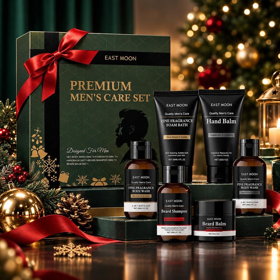 EAST MOON Men's Christmas Grooming Set, Body Face Beard Care, Daily ...