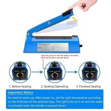 Manual Impulse Sealer, Transparent Plastic Bags, Rubber Stock, Customized Plastic Sealer, Hand Press Impulse Sealer, Kitchen. Autumn/Winter Product Promotion, Rated Power: 110W - US A Type Plug(110-127V) - View 6