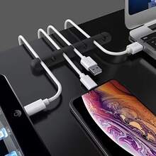 2 buah Klip Pengatur Kabel Multifungsi 7 Slot, dengan Pengelolaan Kabel USB dan Audio - Penahan Kabel untuk Meja, Rumah, Kantor, dan Mobil - Pegangan Kabel yang Aman, Sistem Multi-Slot Cocok untuk Komputer, Mouse, Pengisi Daya Ponsel Pintar - Aksesori Instalasi (Kompatibel) - Hitam - View 2