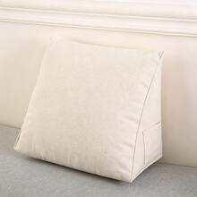 1pc Beige Cotton Natural Color Lumbar Support Pillow, Multiple Sizes, Small Size, Chair Backrest Pillow For Reading, Large Back Pillow For Bed Headboard, Phone Use - Beige - View 1