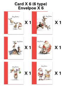 12入 WhimsyWorks 趣味聖誕祝福卡附信封，多款節日設計，適合家人、朋友與同事，內頁空白可自訂訊息，適用新年、祝賀與感謝場合 - A - 查看 14