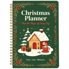 1PC Christmas Planner Spiral Notebook, Festive Winter House Tree Gift Design Wire‑Bound Notepad, Holiday Organizer Journal For Xmas Gift Lists & Memories, Perfect Christmas Holiday Gift, Back To School - A - View 6