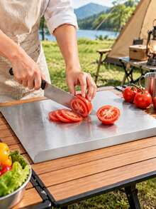 Stainless Steel Cutting Board With Edge, Suitable For Kitchen Countertop, Ideal For Preparing Meat, Vegetables, Dough And Baked Goods, Easy To Clean - Multicolor - View 13