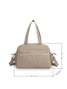 1PC New Large Capacity Handheld Travel Bag, Lightweight Nylon Storage Bag With Luggage Strap Sleeve, Multi-Compartment Zipper Design, Wear-Resistant And Water-Repellent, Practical Gym Bag, Portable Luggage Bag With Multiple Pockets And Layered Storage, Simple Commuter Handbag, Durable And Sturdy Travel Tote Bag - Multicolor - View 12