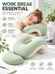 1 buah Bantal Tidur Ergonomis untuk Posisi Telungkup, Bantalan Penopang Wajah, Bantal Istirahat Kantor Portabel, Bantalan Penopang 3D, Hadiah Natal, Halloween, dan Thanksgiving, Cocok untuk Kantor dan Perjalanan - Beraneka warna - View 5
