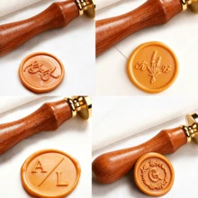 Custom Wax Seal Stamp Set, Personalized Initial Or Logo Wax Seal Stamp 3cm, Suitable For Weddings, Gifts, Letters, Wedding Name Wax Seal Stamp Set, Decorative Wedding Wax Seal Kit, For DIY Invitation Envelopes, Unique Gift, Botanical Style - Multi-color 3cm - View 3