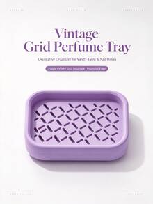 1PC Rectangular Hollow Grid Makeup Tray, Multi-Color Decorative Storage Organizer, Vanity Perfume Nail Polish Storage Box - Multicolor - View 4