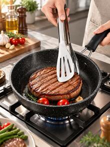 2pcs/1pc Granite Pattern Non-Stick Frying Pan, Kitchen Flat Bottom Pan With Cool-Touch Handle, Easy To Clean, Suitable For Frying Eggs, Pancakes, Steak, Vegetables, Breakfast And Daily Cooking, Compatible With Gas Stove, Electric Stove And Induction Cooktop, Kitchen Cookware - View 3