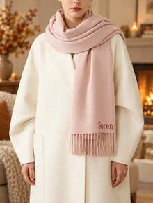 Custom Name Embroidered Scarf, Personalized Winter Unisex Scarf, Customizable Logo Or Name Initials, Anniversary, Birthday, Christmas Gift - Multicolor - View 7