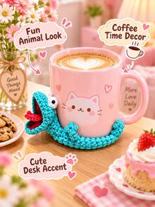 1pc Funny Novelty Lizard Hand Crochet Coaster & Storage Pad, Reptile Design Non-Slip Heat Insulation Reusable Cup Mat, Decorative Table Protector For Home Office Coffee Bar, Fall Holiday Decor, Perfect Gift For Christmas Thanksgiving & Animal Lovers - Multicolor - View 2