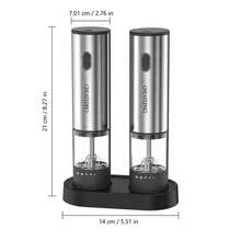 CREATEPRO Electric Salt & Pepper Grinder, 1pc Or 2pcs Set Optional, Rechargeable Stainless Steel Automatic Grinder, 500mAh Battery, One-Touch Operation, 5-Level Coarseness Adjustable, Ceramic Grinding Head, Suitable For Kitchen And BBQ - Black Set - View 5