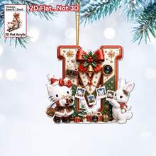 Panini Hello Kitty & Rabbit 26 Letters 2D Flat Acrylic Christmas Hanging Decor, Personalized Letter Ornament, Christmas Tree Pendant, Holiday Home Party Car Interior Decoration Gift - Multicolor - View 28