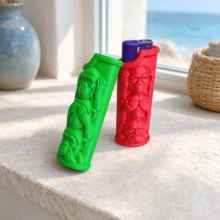 1PC 3D Three Wise Monkeys Embossed Lighter Case, Personalized Protective Shell, Multi-Color Plastic Portable Windproof Lighter Cover, Multiple Colors Available, Smoking Accessories - 1PC - View 6