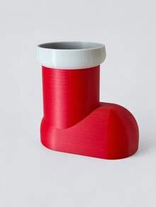 Christmas Boot-Shaped Plastic Pen Holder, Wide Mouth Design, Holiday Desktop Storage Box, Can Hold Pens, Pencils, Brushes, Rulers And Small Items, Office Study Home Workspace Christmas Party Winter Decoration Storage Bucket - Multicolor - View 12