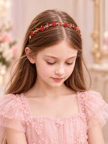 1pc Kids Rhinestone Flower Headband, Sparkly Vine Hair Band For Girls, Princess Hair Accessory For Birthday Party, Pageant, Photo Day, Holiday - Multicolor - View 9