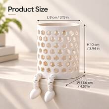 Creative Hollow Honeycomb Mesh Pen Holder Desktop Storage Box With Cute Hanging Feet Design, Multi-Functional Office Supplies Organizer Rack For Desk Stationery, Makeup Brushes, Paintbrushes, Modern Minimalist Home Office Desktop Decor - A - View 10