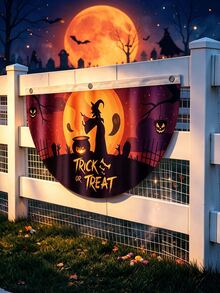 Creative Printed Halloween Semi-Circle Fan-Shaped Hanging Banners, Outdoor Fence Porch Party Venue Decoration Props, American Yard Atmosphere Decor, Holiday Gift For Family - Multiple Styles - View 3