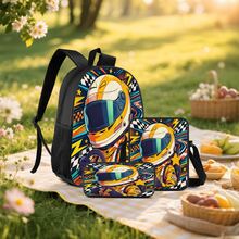 Racing Star Colorful 2D Print 3 Pieces Set, Side Elastic Mesh Pocket Water Bottle Holder, Wide & Thick Breathable Adjustable Shoulder Strap, Fashion Racing Style Commute Travel Picnic Daily Storage Bag - Printed Bag - View 7