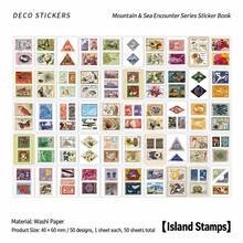 Mountain & Sea Series Washi Sticker Book, Vintage Postage Stamp Stickers, Butterfly Specimen, Old Ticket, Botanical Illustration Element Planner Stickers, DIY Decorative Stickers - Multicolor - View 13