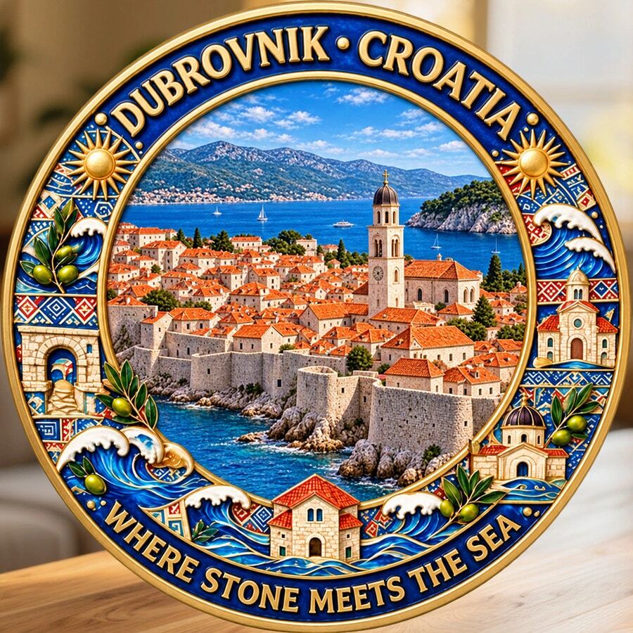 Dubrovnik Croatia Walled Old Town And Coast Fridge Magnet, A Seaside Travel Memory To Treasure For All Metal Surfaces Throughout The Home - A - View 1