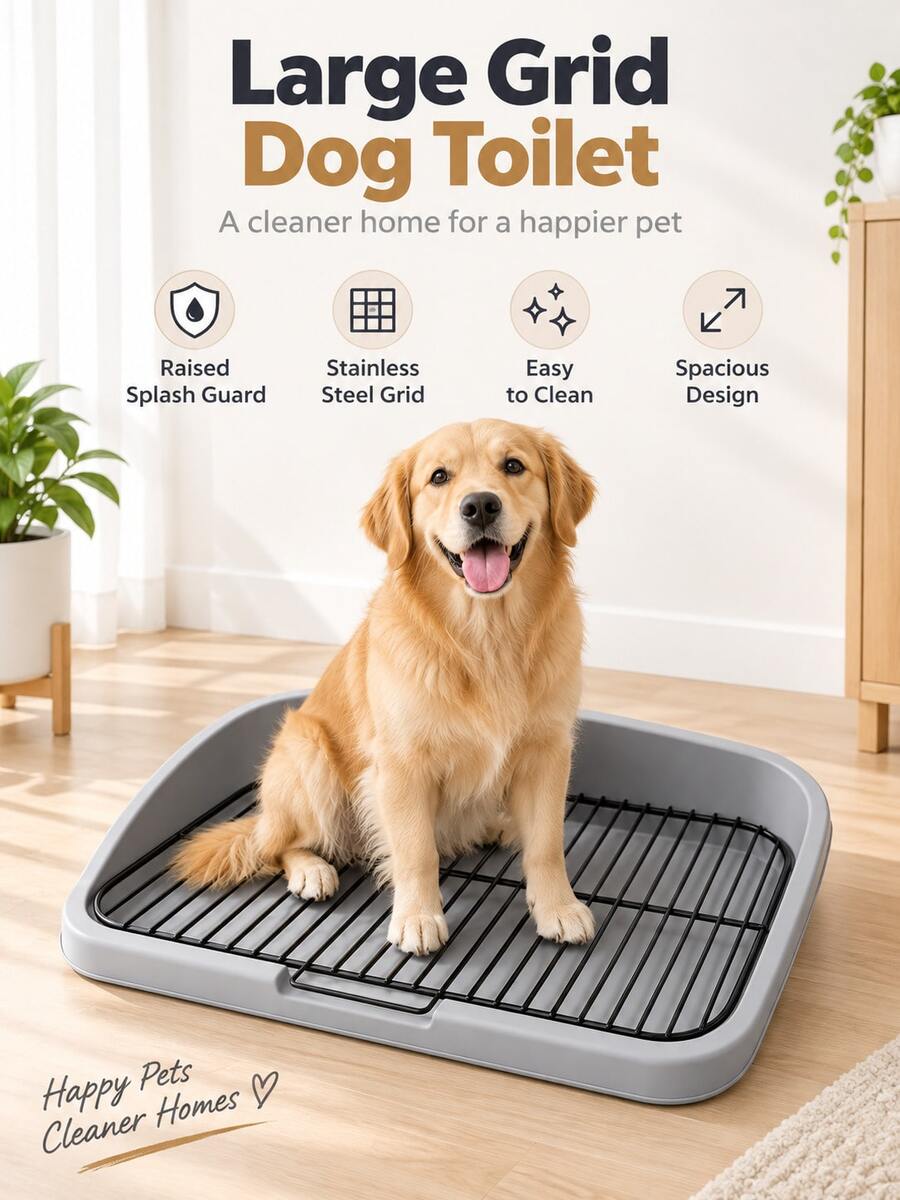 Extra Large, Large Capacity, Splash-Proof, Leak-Proof, Stainless Steel, Dog Toilet, Modern Minimalist, Silver Metallic Texture, Rectangular Flat Structure, Raised Splash Guard, Stable And Durable, Easy To Rinse, Pet Urine Tray, For Large Dogs, Suitable For Large Dogs, Indoor Training, Fixed Point Toileting, Hygienic And Clean, Resistant To Dirt Accumulation, Corrosion-Resistant, Rust-Proof, Stable Bottom, Reduces Splashing, Easy To Clean, Suitable For Home, Balcony, Bathroom, Pet Room, - Multicolor - View 1