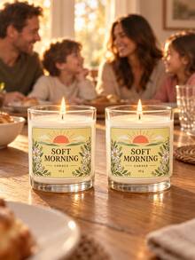 1pc/2pcs Floral Glass Jar Scented Candle, Soft Morning Fragrance Candle, Suitable For Bedroom, Living Room, Bathroom And Dining Table, Warm Home Decor Gift, Perfect For Family Gatherings, Housewarming, Birthday And Holiday Celebrations - Multi Scents - View 13