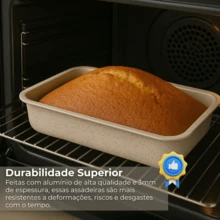 Kit 3 Assadeiras Granito Retangulares Altas 5cm – Resistentes e Antiaderentes - 3 ASSAD - Visão 5