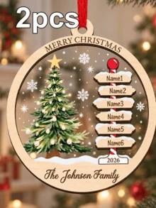 Custom 2-7 Names Round Christmas Tree Signpost Ornament, Festive Personalized Family Name Tree Decoration, Customized Wall Hanging And Holiday Party Decor, Customizable 2026 Christmas Keepsake Gift For Family And Friend, Living Room Decor, Home Decor - Style C - View 14