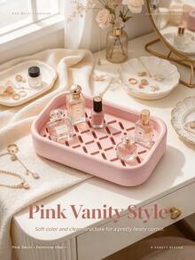 1PC Rectangular Hollow Grid Makeup Tray, Multi-Color Decorative Storage Organizer, Vanity Perfume Nail Polish Storage Box - Multicolor - View 14