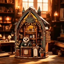 DIY Owl Bookstore Miniature House 3D Stereoscopic Model Kit, Wooden Handmade Assembly Kit For Collection And Home Decor, Creative Handmade Art Piece, Perfect Birthday Gift For Friends And Family, Christmas, Halloween, Valentine's Day, Easter, Back To School, Holiday Gift Surprise, Adult Handmade Gift - Multicolor - View 6