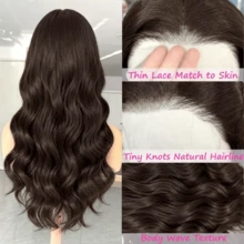 Elegant Wavy Texture Frontal Lace Curly Wig For Women, Glueless Swiss HD Seamless Invisible 13*4 Lace Design And High Temperature Fiber, 180% Density Suitable For Festivals, Parties, Weddings, Holidays, Halloween, Christmas, Cosplay, Natural Style Comfortable Fit - Brown - View 6